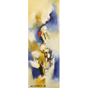 Mashkoor Raza, 36 x 12 Inch, Oil on Canvas, Abstract Painting, AC-MR-398